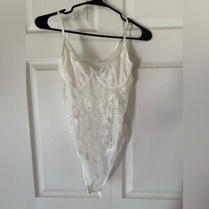 Source Unknown White Lace Sheer Bodysuit Chemise